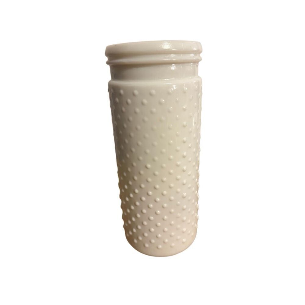 Vintage Milk Glass Cylinder Jar Vase with Hobnail Pattern